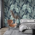 Botanical wallpaper large leaves Peel and stick removable or Traditional accent wallpaper tropical