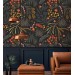 Dark botanical wallpaper leaves and herbs Peel and stick removable or Traditional non woven wallpaper