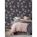 Dark purple wallpaper ginkgo leaves gold non metallic Peel and stick or Traditional elegant accent wallpaper