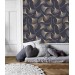 Dark purple wallpaper ginkgo leaves gold non metallic Peel and stick or Traditional elegant accent wallpaper