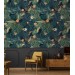 Dark tropical wallpaper exotic flowers and leaves Peel and stick removable or Traditional accent wallpaper