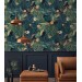 Dark tropical wallpaper exotic flowers and leaves Peel and stick removable or Traditional accent wallpaper