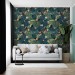 Dark tropical wallpaper exotic flowers and leaves Peel and stick removable or Traditional accent wallpaper