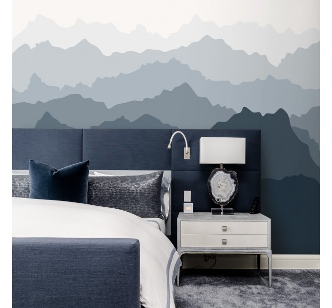 Foggy landscape wallpaper mural Misty mountains Peel and stick removable or Traditional accent wall mural