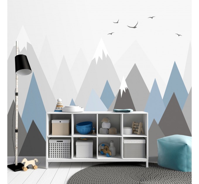 Mountains wall mural kids room Peel and stick removable or Traditional Boys nursery wallpaper