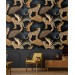 Tropical wild animals wallpaper with jaguars Peel and stick removable or Traditional non woven wallpaper palm leaves