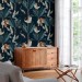 Wallpaper tigers and birds in dark jungle Peel and stick removable or Traditional accent wallpaper