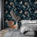 Wallpaper tigers and birds in dark jungle Peel and stick removable or Traditional accent wallpaper