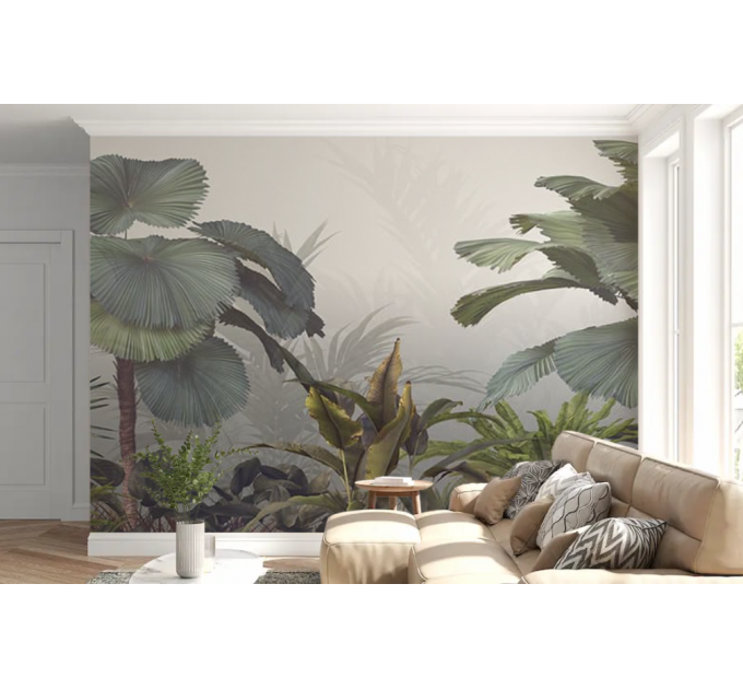 Tropical wallpaper mural Jungle wall paper Peel and stick removable or Traditional accent wall mural