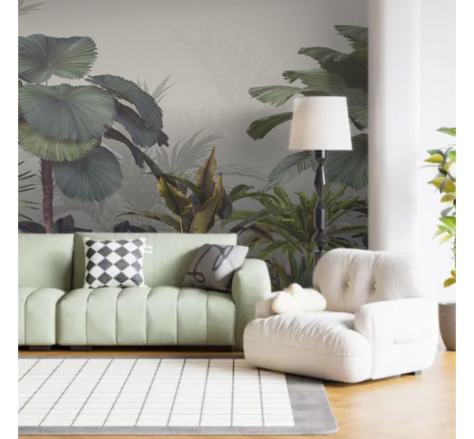 Tropical wallpaper mural Jungle wall paper Peel and stick removable or Traditional accent wall mural