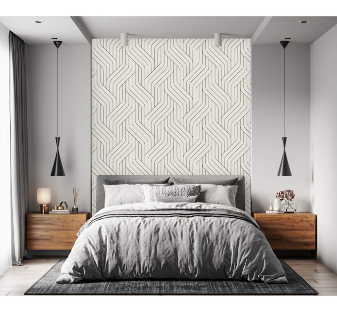 Neutral wallpaper minimalist lines Peel and stick removable or Traditional wallpaper Custom color