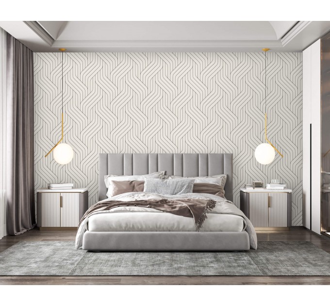 Neutral wallpaper minimalist lines Peel and stick removable or Traditional wallpaper Custom color