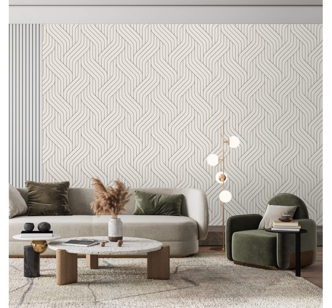 Neutral wallpaper minimalist lines Peel and stick removable or Traditional wallpaper Custom color