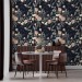 Dark floral wallpaper elegant flowers Peel and stick removable or traditional non woven