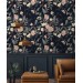 Dark floral wallpaper elegant flowers Peel and stick removable or traditional non woven