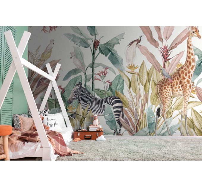 Safari animals Kids wallpaper tropical mural