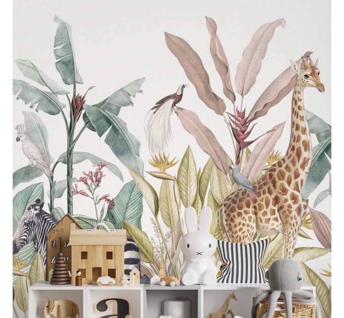 Safari animals Kids wallpaper tropical mural