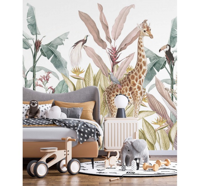 Safari animals Kids wallpaper tropical mural